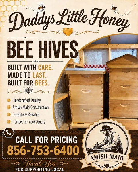 Amish-made wooden beehive boxes built by Daddy's Little Honey
